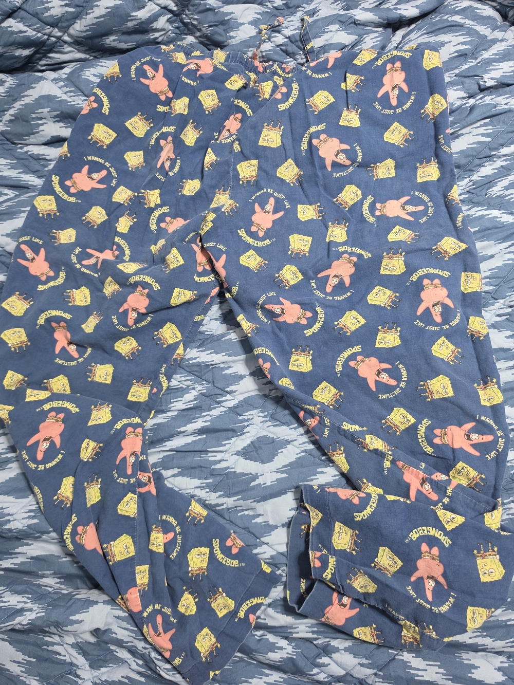 Nickelodeon SpongeBob & Patrick Pajama Pants - Blue with Pink & Yellow Print